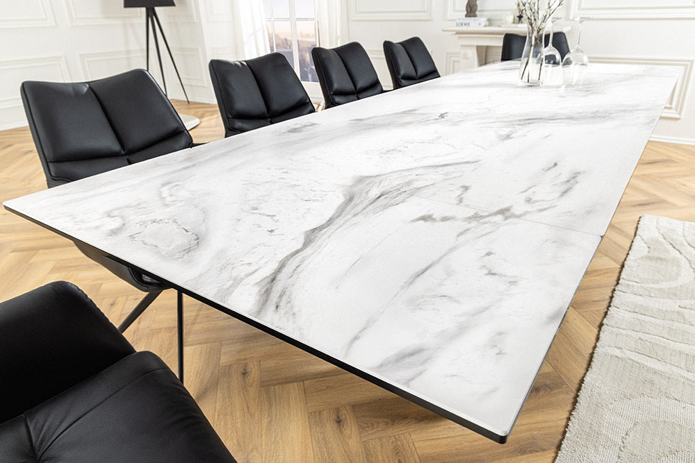 INFINITY Ausziehbarer Esstisch 180-260cm rost Keramik Marmor schwarz Metall