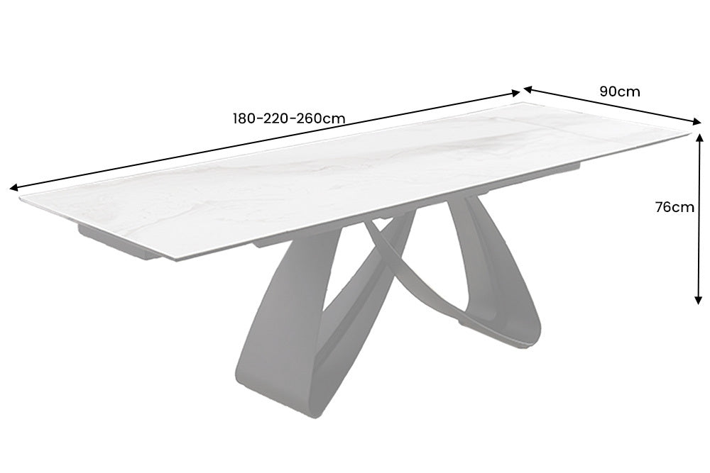 INFINITY Ausziehbarer Esstisch 180-260cm rost Keramik Marmor schwarz Metall