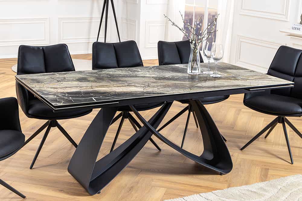 INFINITY Ausziehbarer Esstisch 180-260cm rost Keramik Marmor schwarz Metall
