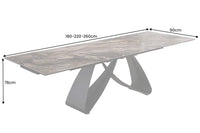 INFINITY Ausziehbarer Esstisch 180-260cm rost Keramik Marmor schwarz Metall