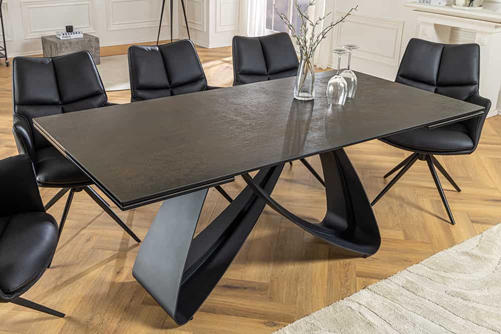 INFINITY Ausziehbarer Esstisch 180-260cm rost Keramik Marmor schwarz Metall