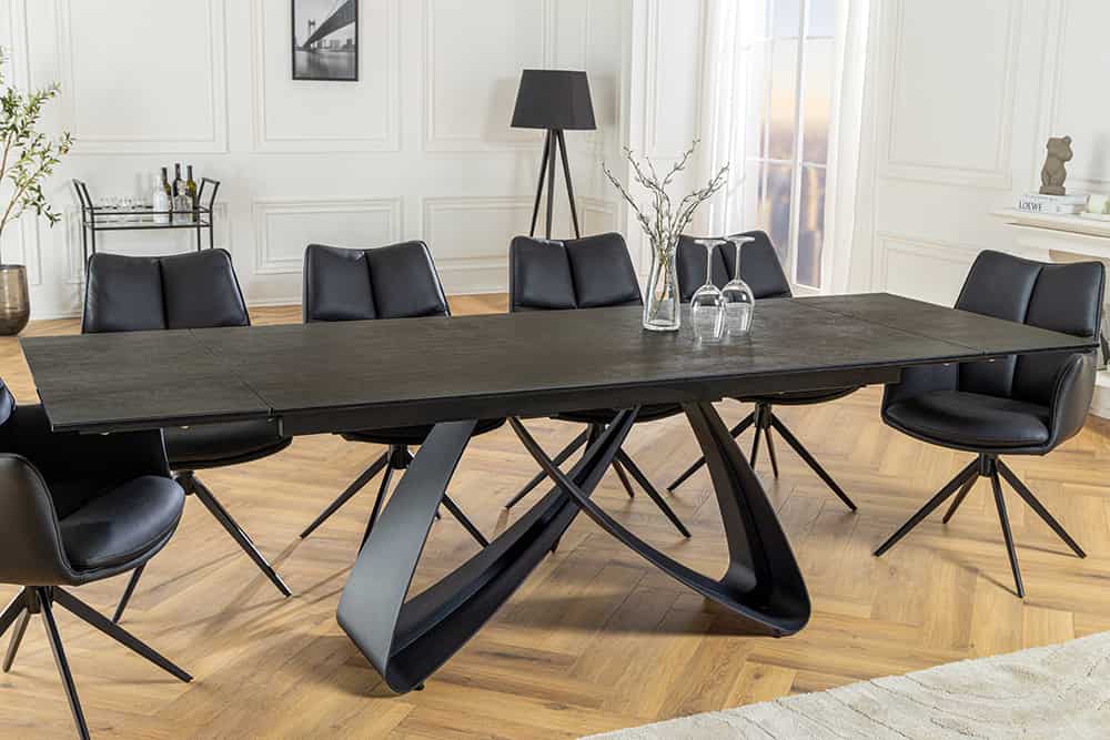 INFINITY Ausziehbarer Esstisch 180-260cm rost Keramik Marmor schwarz Metall