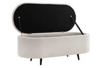 VOGUE Scandinavische Polsterbank 110cm weiß Bouclé schwarz Sitzbank mit Stauraum