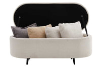 VOGUE Scandinavische Polsterbank 110cm weiß Bouclé schwarz Sitzbank mit Stauraum