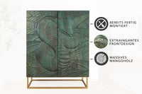 Massives Highboard SNAKE 120cm Mangoholz Schlangen-Design