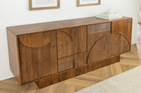 ART DECO Design Sideboard 170cm braun smoked Mangoholz massiv 3D-Front