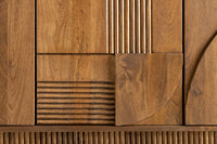 ART DECO Design Sideboard 170cm braun smoked Mangoholz massiv 3D-Front