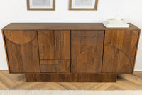 ART DECO Design Sideboard 170cm braun smoked Mangoholz massiv 3D-Front