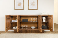 ART DECO Design Sideboard 170cm braun smoked Mangoholz massiv 3D-Front