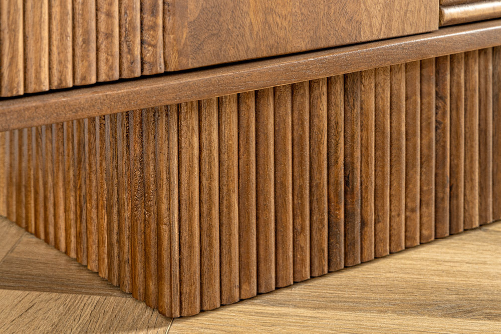 ART DECO Design Sideboard 170cm braun smoked Mangoholz massiv 3D-Front