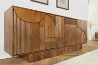 ART DECO Design Sideboard 170cm braun smoked Mangoholz massiv 3D-Front