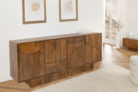 ART DECO Design Sideboard 170cm braun smoked Mangoholz massiv 3D-Front