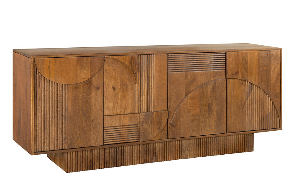 ART DECO Design Sideboard 170cm braun smoked Mangoholz massiv 3D-Front