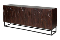 DUNE Massives Sideboard 175cm walnuss-braun Akazienholz 3D-Design schwarz Metall