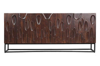 DUNE Massives Sideboard 175cm walnuss-braun Akazienholz 3D-Design schwarz Metall