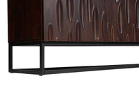 DUNE Massives Sideboard 175cm walnuss-braun Akazienholz 3D-Design schwarz Metall