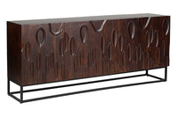 DUNE Massives Sideboard 175cm walnuss-braun Akazienholz 3D-Design schwarz Metall