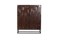 DUNE Massives Highboard 120cm walnuss-braun Akazienholz 3D-Design schwarz Metall