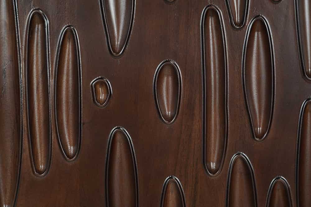 DUNE Massives Highboard 120cm walnuss-braun Akazienholz 3D-Design schwarz Metall