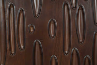 DUNE Massives Highboard 120cm walnuss-braun Akazienholz 3D-Design schwarz Metall