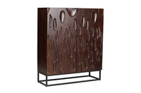 DUNE Massives Highboard 120cm walnuss-braun Akazienholz 3D-Design schwarz Metall