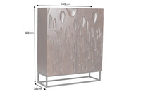 DUNE Massives Highboard 120cm walnuss-braun Akazienholz 3D-Design schwarz Metall