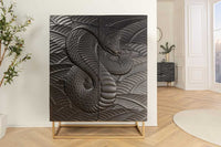 Massives Highboard SNAKE 120cm Mangoholz Schlangen-Design