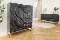 Massives Highboard SNAKE 120cm Mangoholz Schlangen-Design