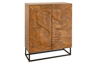 Massives Highboard SNAKE 120cm Mangoholz Schlangen-Design