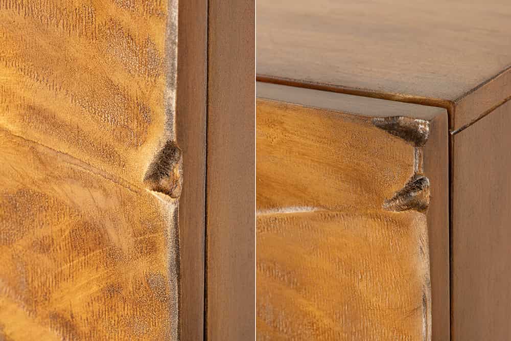 Massives Highboard SNAKE 120cm Mangoholz Schlangen-Design