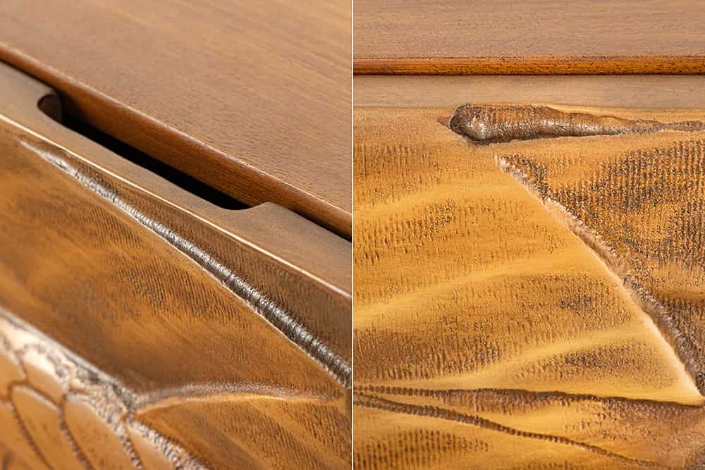 Massives Highboard SNAKE 120cm Mangoholz Schlangen-Design