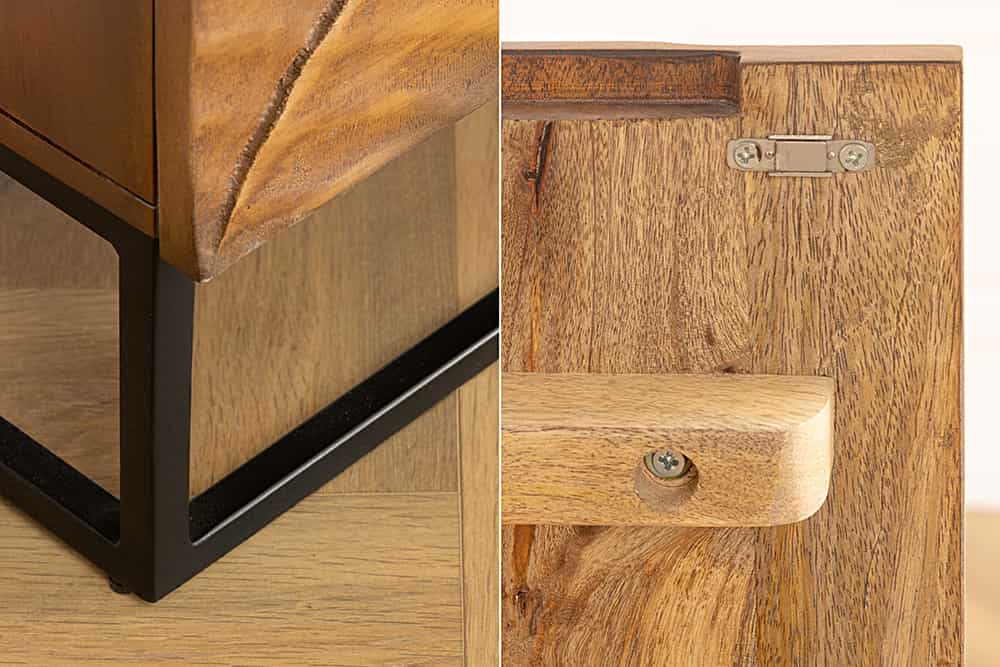 Massives Highboard SNAKE 120cm Mangoholz Schlangen-Design