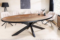 MOUNTAIN SOUL Massiver Esstisch 240cm rötlich grün schwarz oval Naturstein Eisen