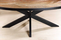 MOUNTAIN SOUL Massiver Esstisch 240cm rötlich grün schwarz oval Naturstein Eisen