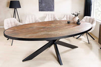 MOUNTAIN SOUL Massiver Esstisch 240cm rötlich grün schwarz oval Naturstein Eisen