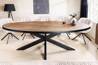 MOUNTAIN SOUL Massiver Esstisch 240cm rötlich grün schwarz oval Naturstein Eisen