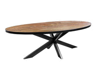 MOUNTAIN SOUL Massiver Esstisch 240cm rötlich grün schwarz oval Naturstein Eisen