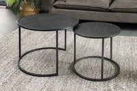 MOUNTAIN SOUL Rundes 2er Set Couchtische 60cm schwarz Naturstein Design Metall
