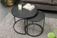 MOUNTAIN SOUL Rundes 2er Set Couchtische 60cm schwarz Naturstein Design Metall