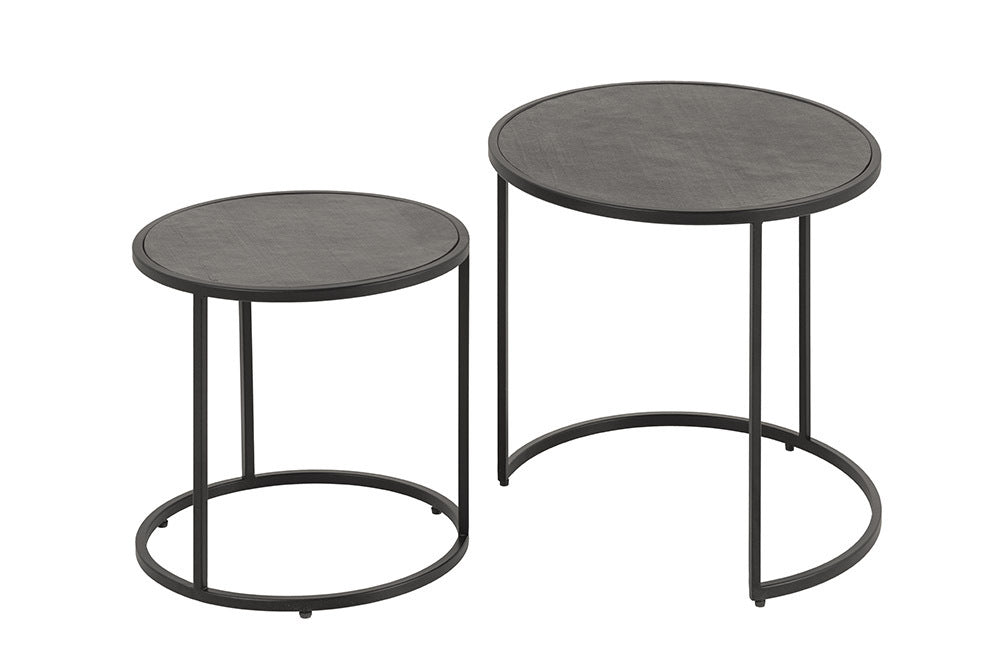 MOUNTAIN SOUL Rundes 2er Set Couchtische 60cm schwarz Naturstein Design Metall