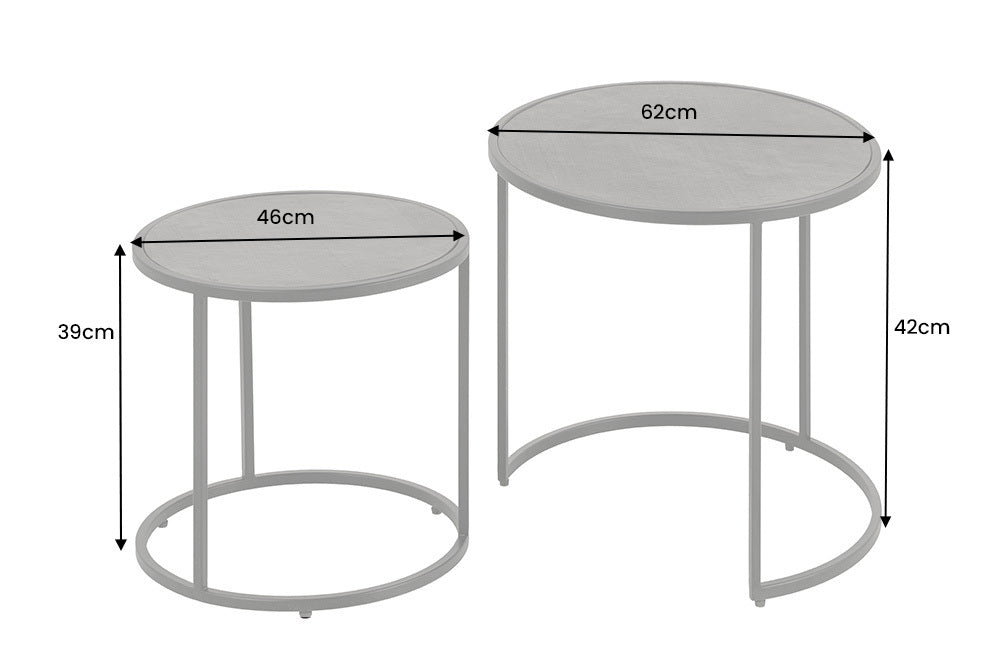 MOUNTAIN SOUL Rundes 2er Set Couchtische 60cm schwarz Naturstein Design Metall