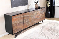MOUNTAIN SOUL Massivholz Sideboard 175cm rot grün Naturstein Akazie schwarz
