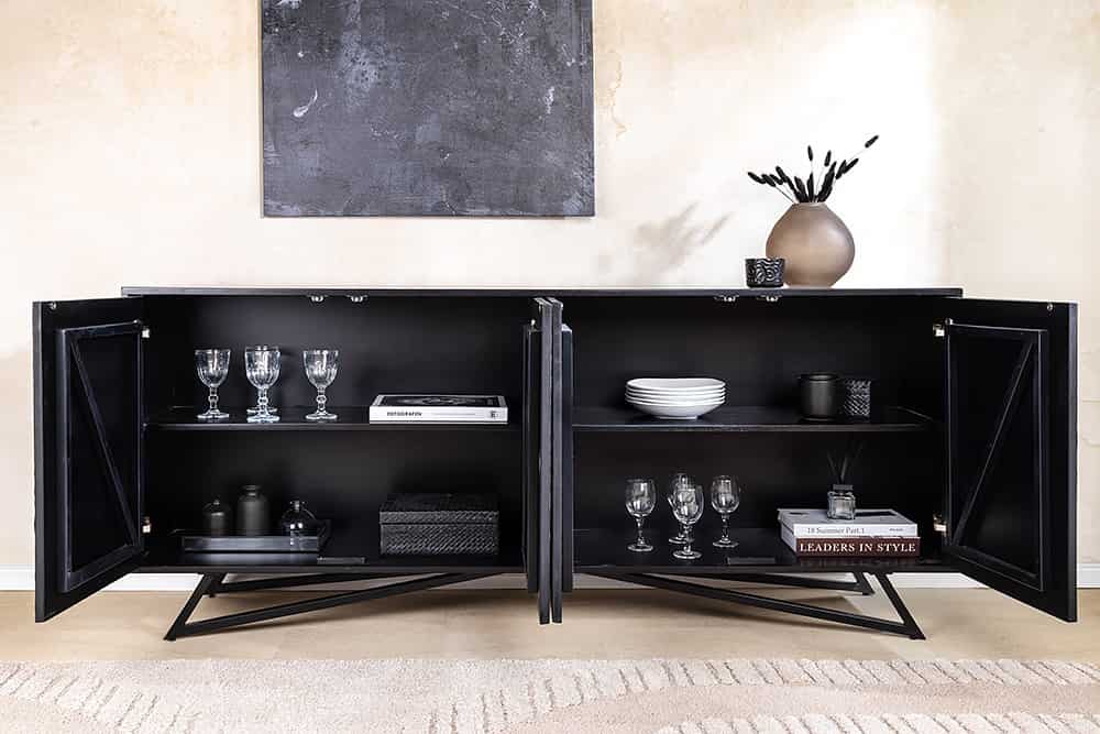MOUNTAIN SOUL Massivholz Sideboard 175cm rot grün Naturstein Akazie schwarz