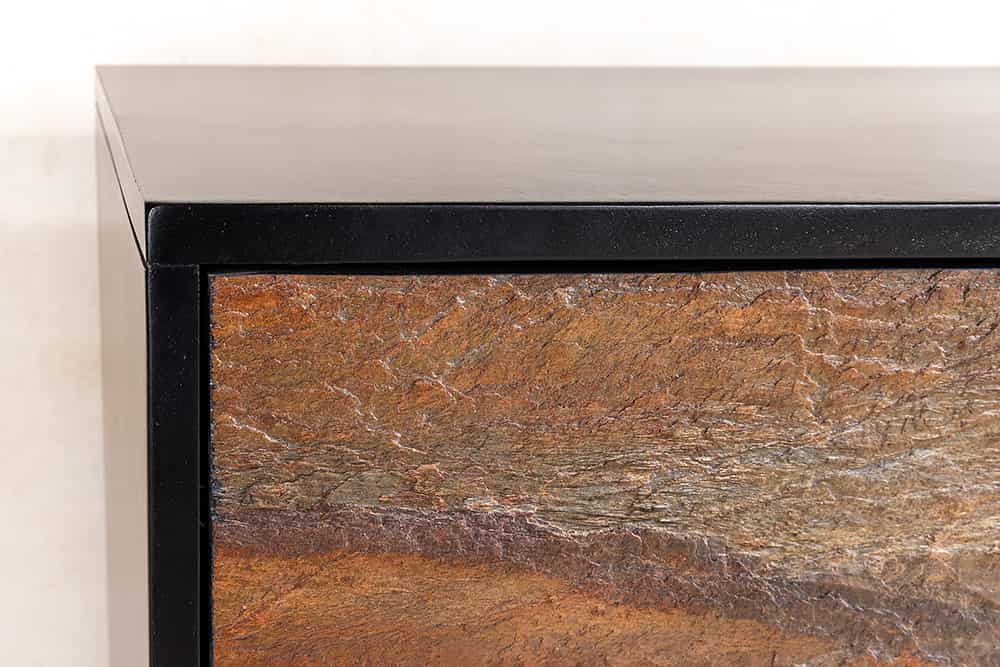 MOUNTAIN SOUL Massivholz Sideboard 175cm rot grün Naturstein Akazie schwarz