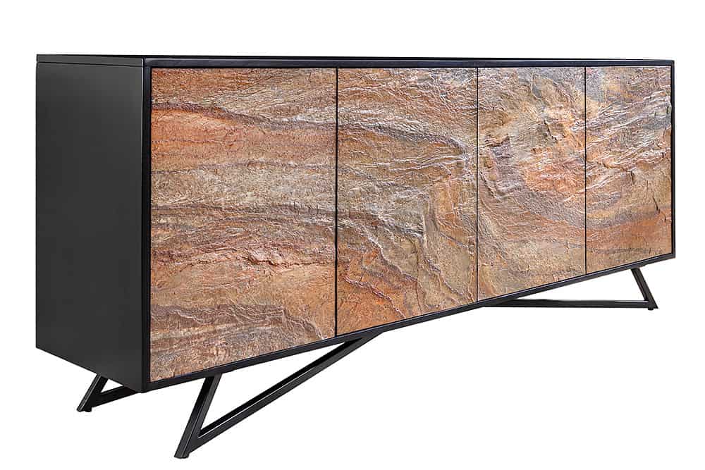 MOUNTAIN SOUL Massivholz Sideboard 175cm rot grün Naturstein Akazie schwarz