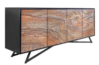 MOUNTAIN SOUL Massivholz Sideboard 175cm rot grün Naturstein Akazie schwarz