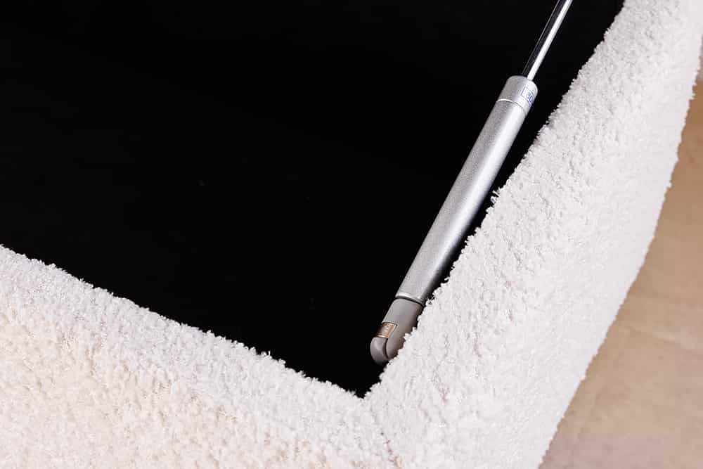 LOFT Moderne Truhenbank 100cm weiß Bouclé Sitzbank mit Stauraum gepolstert schwarz Metall