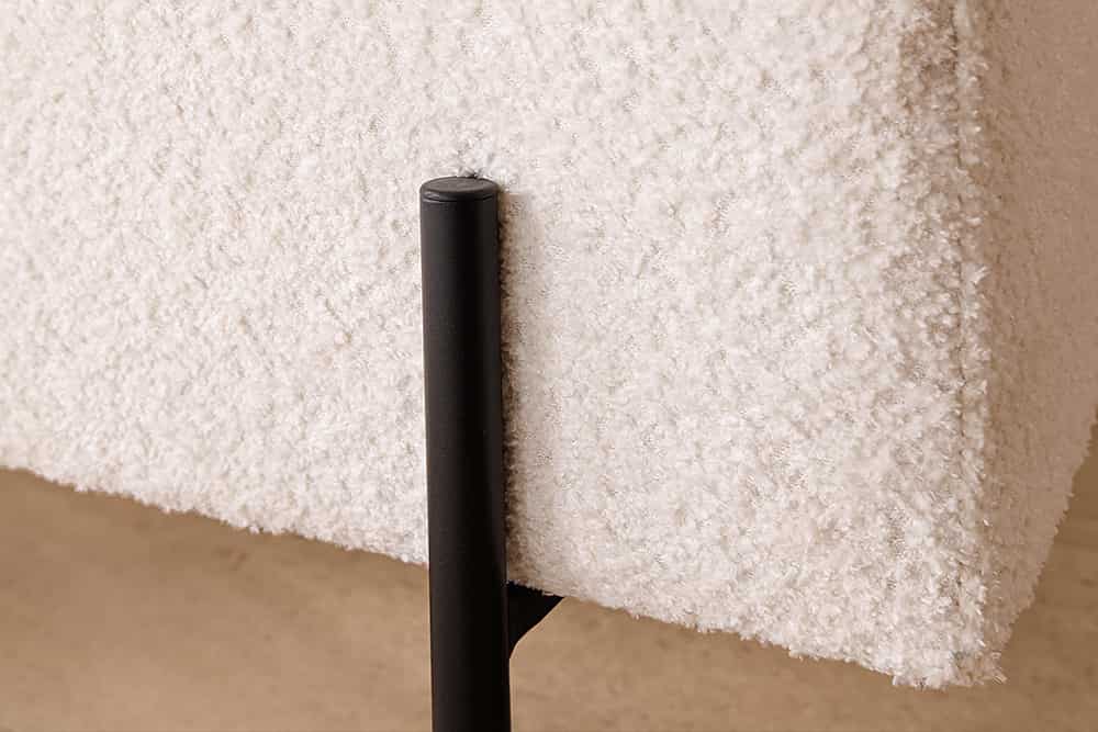 LOFT Moderne Truhenbank 100cm weiß Bouclé Sitzbank mit Stauraum gepolstert schwarz Metall
