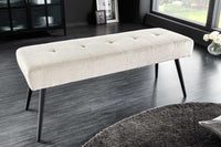 BOUTIQUE Design Sitzbank 100cm beige Cord schwarze Metallbeine Polsterbank