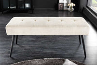 BOUTIQUE Design Sitzbank 100cm beige Cord schwarze Metallbeine Polsterbank